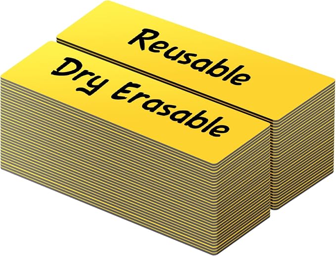LLPT Dry Erase Magnetic Labels 0.5" x 2" 50 Packs Yellow | Reusable Blank by LLPT-AllAboutAdhesiveTapes