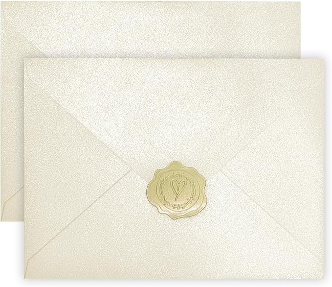 YINUOYOUJIA 50 PCS Pearl Ivory Envelopes A7, 5 x 7 Ivory Shimmer Envelopes by YINUOYOUJIA