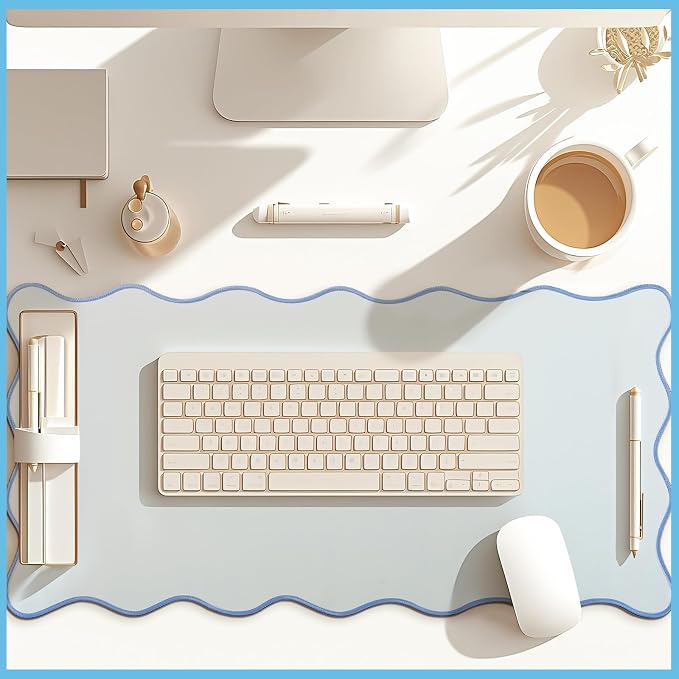 Hahafelt Scalloped Desk Mat Large Desk Pad Cute Coquette Table Mat Back to - Image 4