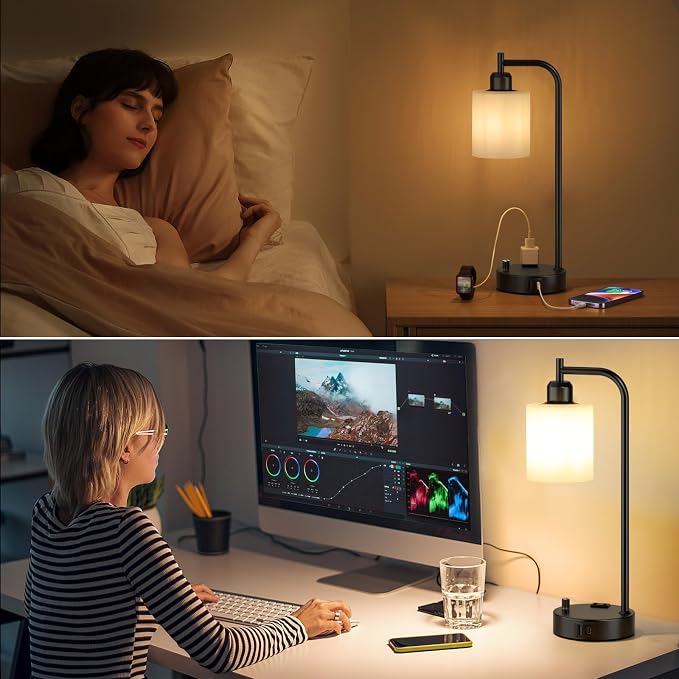 Industrial Bedroom Lamps for Nightstand Set of 2 - Image 7