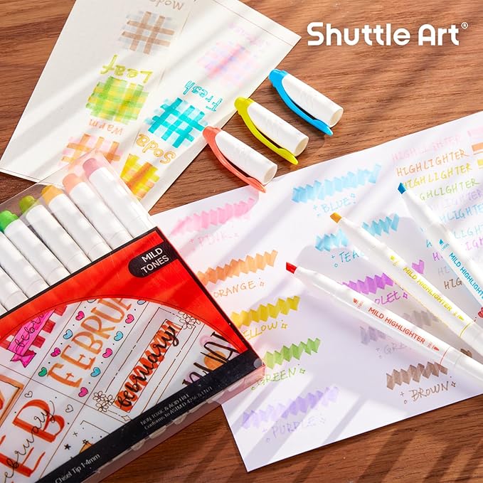 Shuttle Art Pastel Highlighters, 18 Colours Dual Tip Highlighters, Highlighter - Image 7