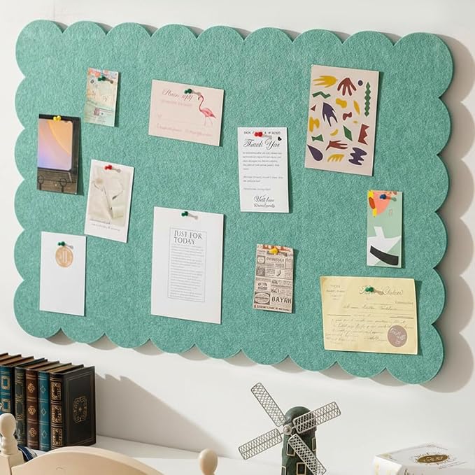 Mooliwe Scalloped Felt Bulletin Board 48 x 36 Inches Foldable Forest Green Pin - Image 4