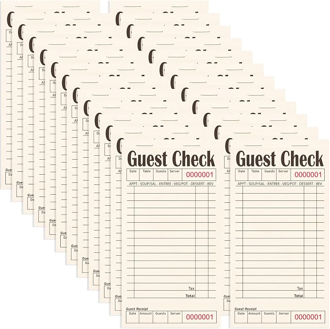 Guest Checks Books for Servers, Server Note Pads, 24 Pack, Natural Color Paper by ZPARIK