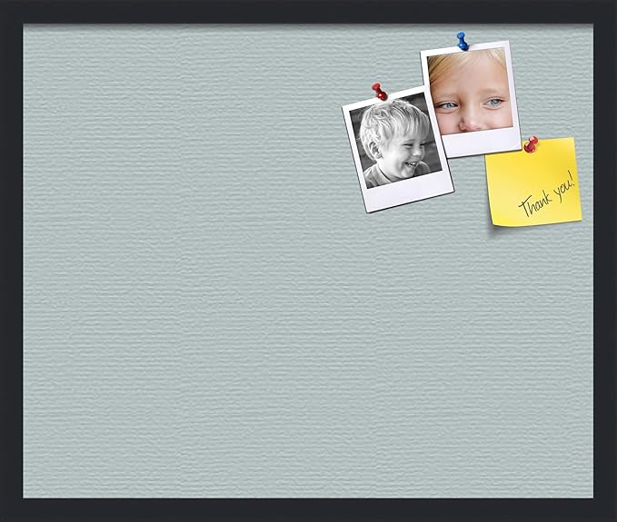 PinPix 24x20 Inch Cork Bulletin Board. This Decorative Framed Pin Board Comes with Soft Blue Design and a Satin Black Frame. Ideal for Home Office Decor or Message Board (PinPix-1814)-DeskLoop Office