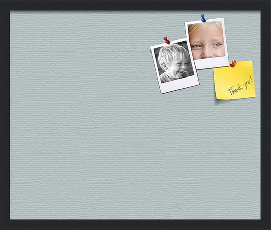 PinPix 24x20 Inch Cork Bulletin Board. This Decorative Framed Pin Board Comes with Soft Blue Design and a Satin Black Frame. Ideal for Home Office Decor or Message Board (PinPix-1814)-DeskLoop Office