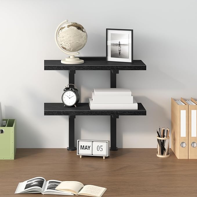 MAHANCRIS Clamp On Desk Organizer, 2-Tier Desktop Bookshelf, Adjustable Desk - Image 2