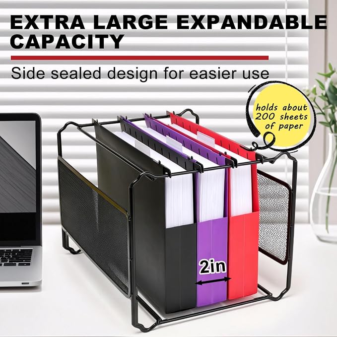 Navona 10 Pack Plastic Hanging File Folders, Letter Size | Heavy Duty 2" - Image 6