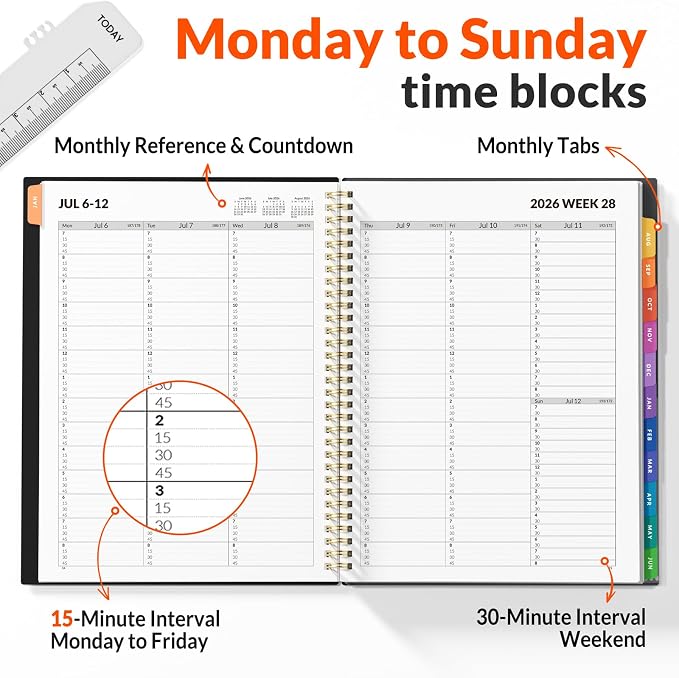 SUNEE 2026-2027 Appointment Book, Quarter-Hourly, Weekly & Monthly - Image 2