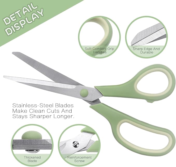 LONGKEY 8.5" Pastel Scissors 3-Pack, Ultra Sharp Stainless Steel, Soft Grip - Image 3