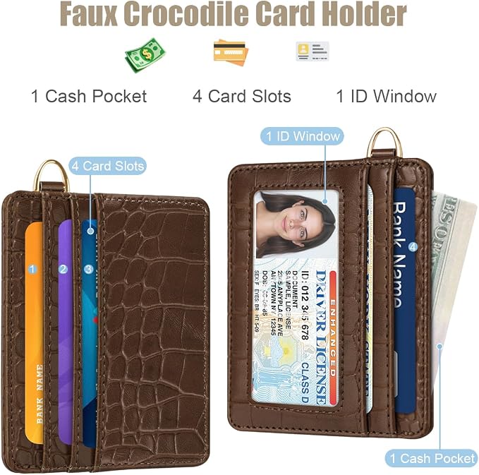 Slim Credit Card Holder Crocodile Wallet Women Thin Alligator Wallets RFID - Image 2