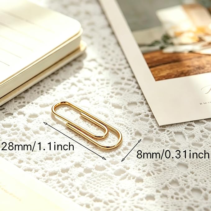 Gold Paper Clips, 1.1 Inch Small Paperclips, Office Supplies - Image 2