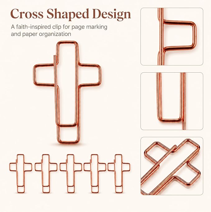 60 Pack Rose Cross Paper Clips, Decorative Paper Clips and Bookmarks - Image 3