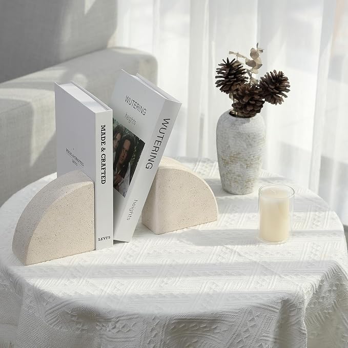 Karibiber Marble Bookend for Shelves, Non-Skid Bookends for Heavy Books - Image 7