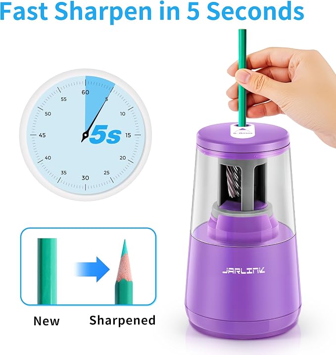 JARLINK Electric Pencil Sharpener, Heavy-Duty Helical Blade to Fast Sharpen - Image 2