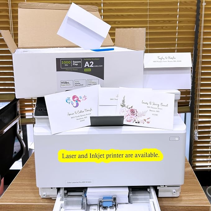 Winlyn 1000 Pcs White A2 Invitation Envelopes, Peel & Press Self Seal, 4 3/8 x - Image 7