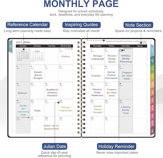 Planner 2026-2027, Academic Weekly and Monthly Calendar Planner, July 2026 - Image 3