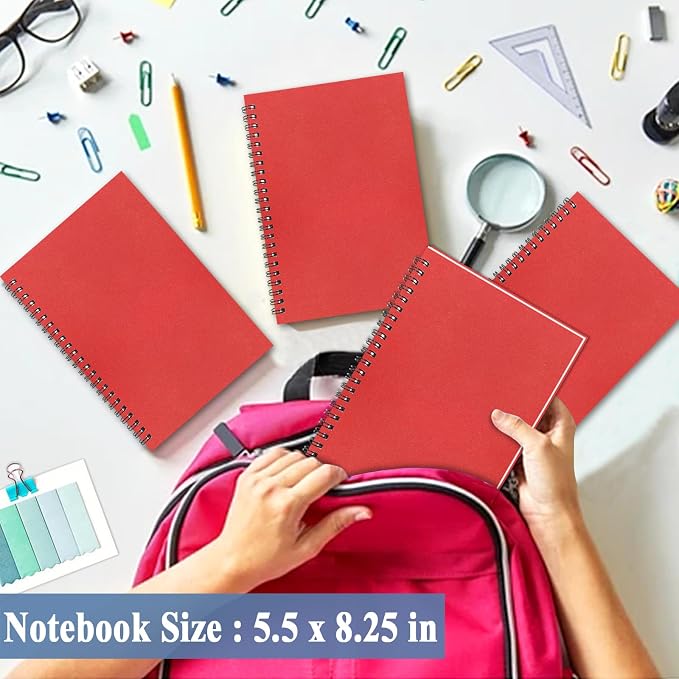 GINMLYDA Red Small Spiral Notebook 6Pack, 120 Lined Pages 8.25x5.50 Inches - Image 5