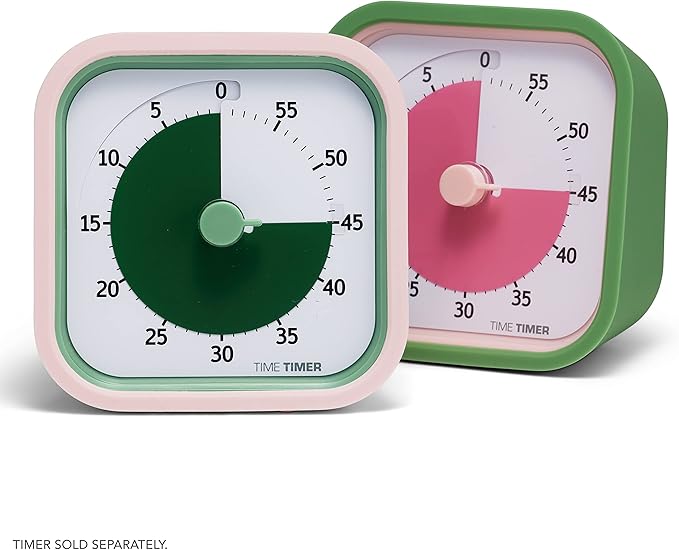 TIME TIMER Home MOD Botanical Cases - for Classroom Learning, Homeschool Study Tool, Student Desk Clock and Office Meetings with Silent Operation (2-Pack), Pink & Green-DeskLoop Office