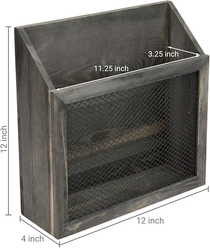 MyGift Rustic Magazine Holder Vintage Gray Wood and Chicken Wire Design Wall Mounted/Tabletop Mail Sorter, Farmhouse Home, Bathroom, Office Magazine Rack-DeskLoop Office