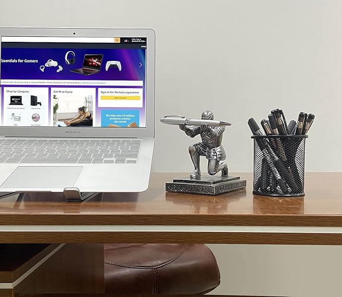 Executive Knight Pen Holder with a Pen Personalized Desk Accessories Decor Home Office Cool Pen Stand Iron-DeskLoop Office