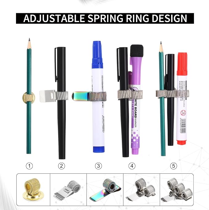 PATIKIL 2Pcs Metal Pen Clip Holder, Adjustable Loop Pen Pencil Organizer - Image 3