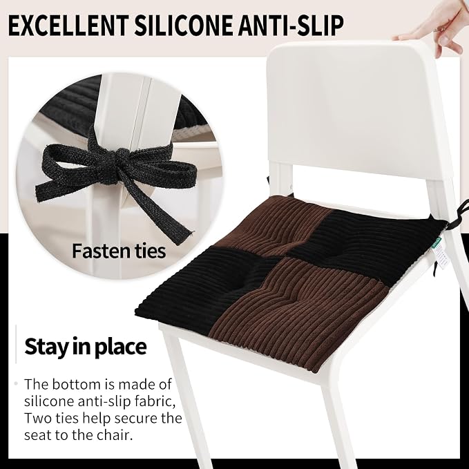 Office Stacking Chair Cushions 4 Pack, Corduroy High Density Foam Kitchen Seat - Image 4