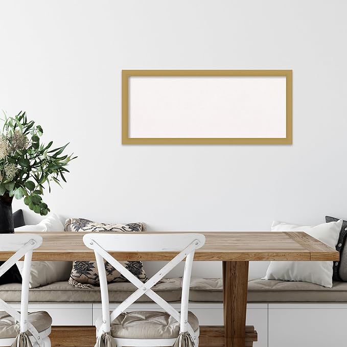 Amanti Art White Cork Board for Wall, 14x32 Vision Board with Gold Frame, Medium Corkboard Office Decor for Home Organization, Casual Corkboard Pinboard to display items for home organization-DeskLoop Office