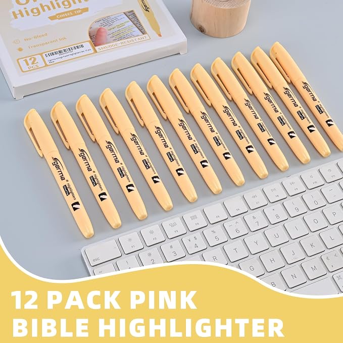 Cgerma Yellow Highlighters 12 Pack, Mild Pastel Color, Chisel Tip Soft - Image 8