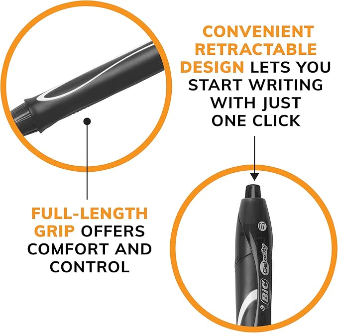 BIC Gelocity Quick Dry Assorted Colors Gel Pens, Medium Point (0.7mm), 4-Count Pack, Retractable Gel Pens With Comfortable Full Grip-DeskLoop Office