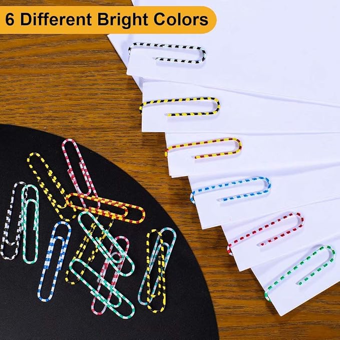 Vinaco Color Stripe Paper Clips, 100 Pack 2 Inch, Durable & Rust Resistant - Image 3