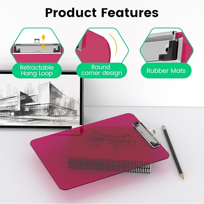 Plastic Clipboards, 8.5x11 Clear Clip Board - Image 2