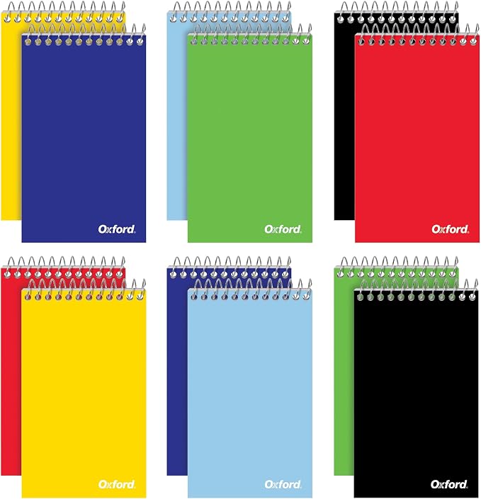 Oxford Spiral Memo Pads, Top Wire Bound, 3 x 5 Inch Pocket Notepad, College by Oxford