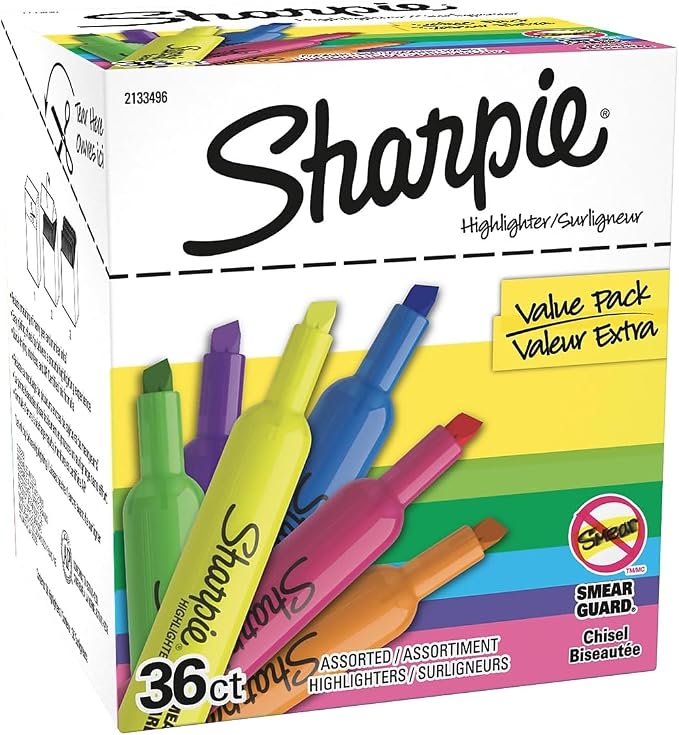 Sharpie Tank Highlighters, Fluorescent And Pastel Highlighters, Chisel Tip - Image 2