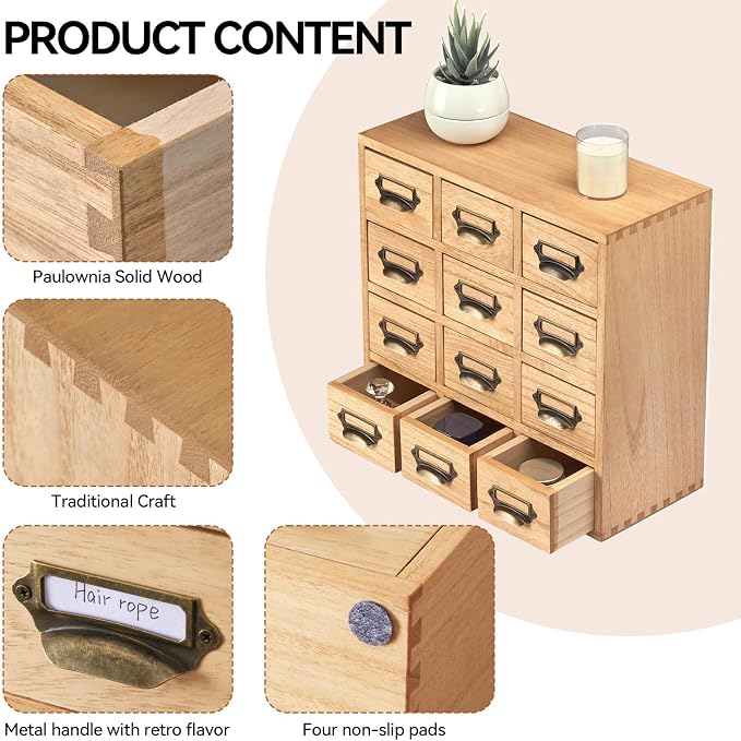 KIRIGEN Wood Drawer Organizer Desktop Storage Cabinet Box Drawers - Image 5