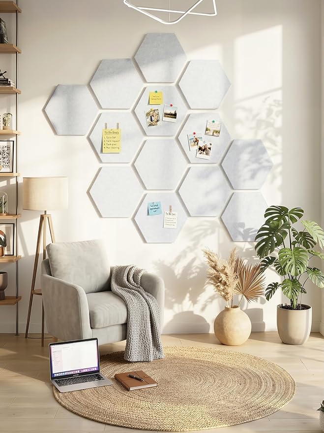 8 Pack Hexagon Felt Bulletin Board Tiles - Image 6