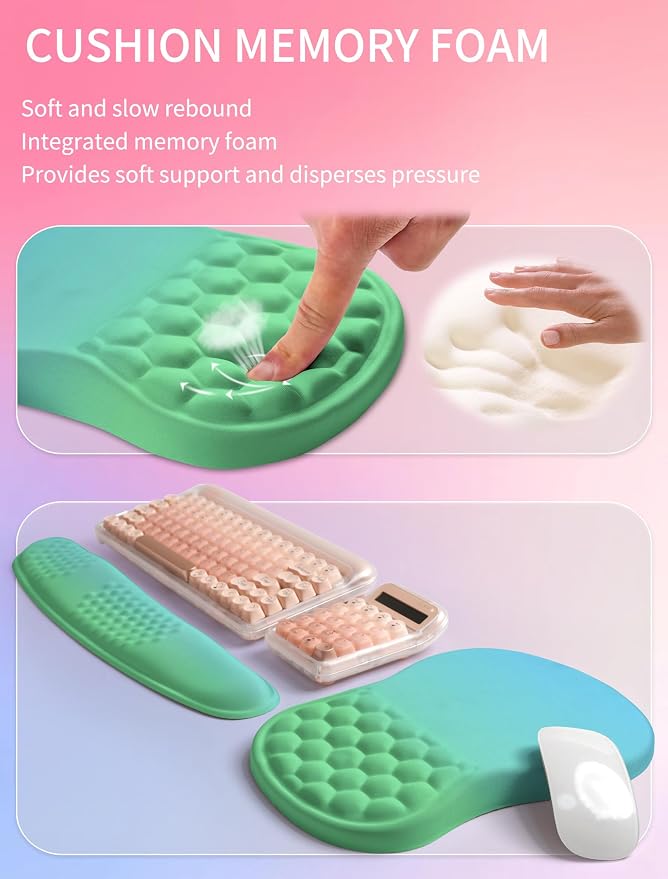 Hokafenle 2in1 Combination, Wave Keyboard Wrist Rest and Ergonomic Curvature - Image 4