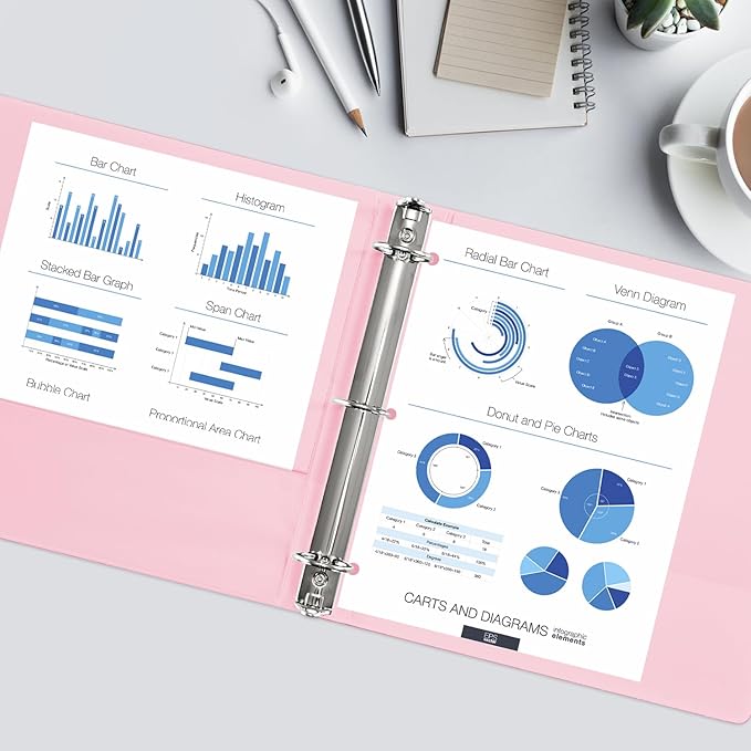 1.5-inch 3 Ring Binder with 2 Pockets, Premium 1.5'' Binders Holds US Letter Size 8.5'' x 11'' Paper - Versatile Binders for Office, Home, and School Use, 6 Pack (1.5-inch Pink)-DeskLoop Office