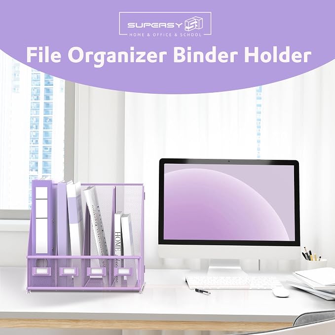 SUPEASY Magazine File Holder Desk Organizer, Metal Binder Holder - Image 2