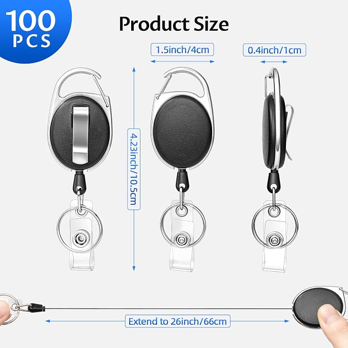 Simetufy 200 Pack Retractable Badge Reels - Image 2
