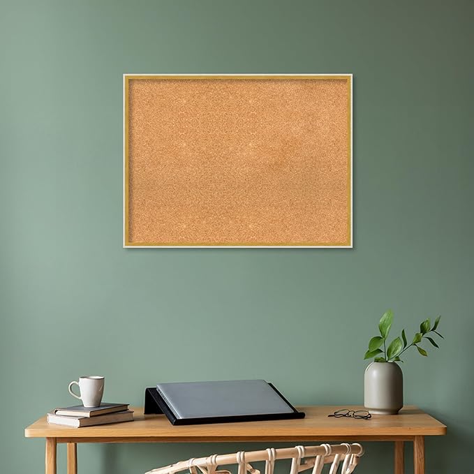 Amanti Art Natural Cork Board for Wall, 25x33 Vision Board with White Frame, Large Corkboard Office Decor for Home Organization, Modern Corkboard Pinboard to Display Items for Home Organization in-DeskLoop Office