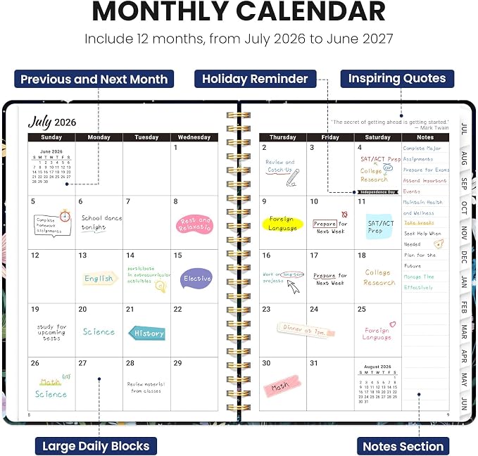 Planner 2026-2027, Hardcover Monthly and Weekly Academic Planner July 2026 - Image 2