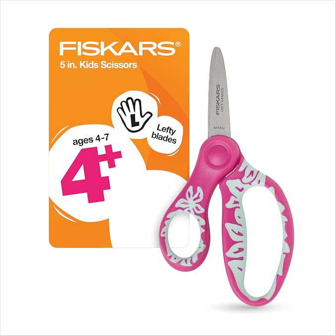 Fiskars 5" SoftGrip Left-Handed Kids Scissors, Pointed Tip, Safety Edge by Unknown