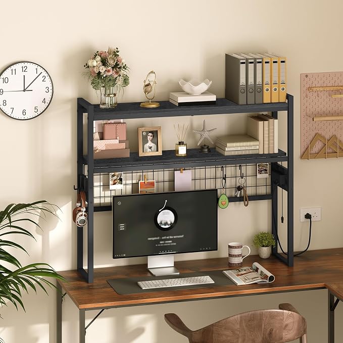 HOOBRO Desktop Bookcase, 37.4" Large Desk Shelf, 2-Tier Desktop Organizer - Image 2