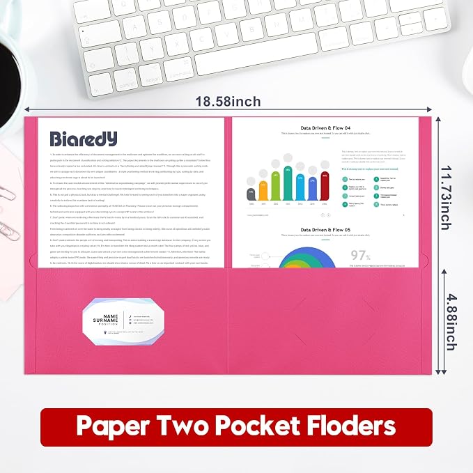 Folders with Pockets, 100 Pack Letter Size Thick Paper 2 Pockets Folders with - Image 3