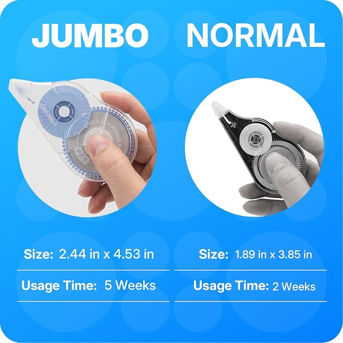 OWLKELA 2 Pack Plus Correction Tape, Tear-Resistant White Correction Tape - Image 4