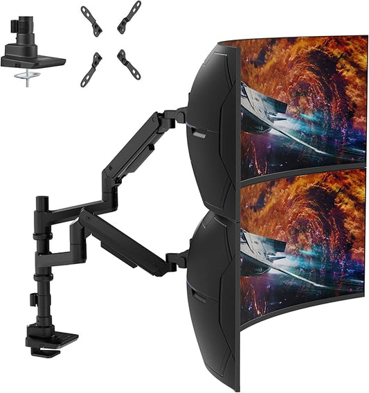 Dual Monitor Arm for 17-49 Inch Ultrawide Screens – Heavy Duty Monitor Arm Desk Mount – VESA Mount with Clamp and Grommet Base – Holds Up to 44 lbs. Each-DeskLoop Office