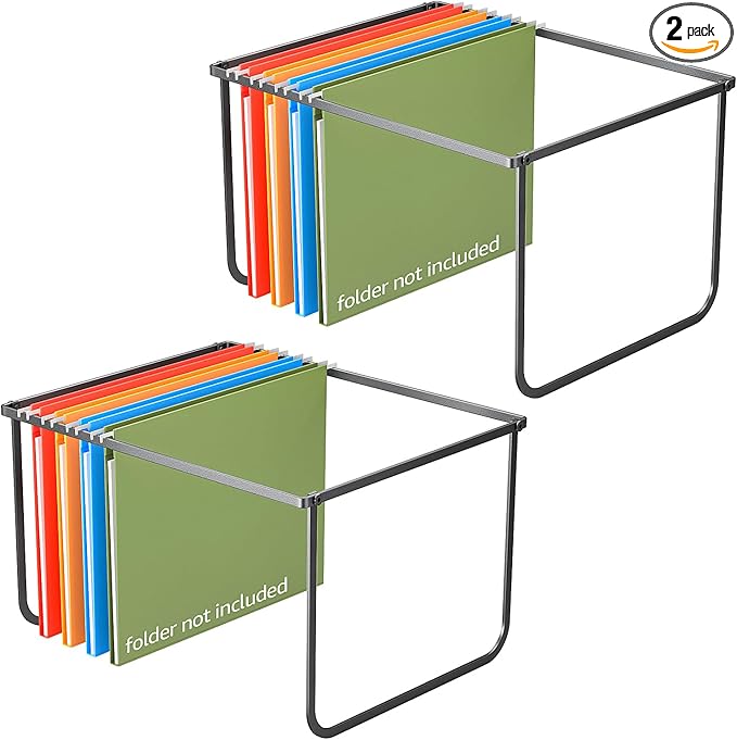 2 Packs Legal/Letter Size Hanging File Folder Frame, Desk Organizer Destop by Fun+storage