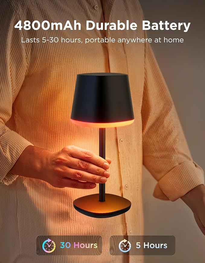 Govee Smart Cordless Table Lamp Classic, RGBIC Rechargeable Table Lamp - Image 3