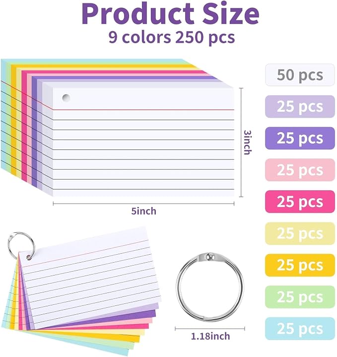 250 Count Colored Index Cards - Image 2
