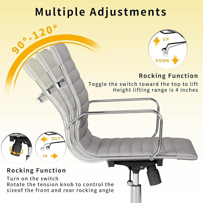 Chair, Desk Computer Chair ，with Armrests ，Ergonomic Office Chair for Home and Office, 17.32 x 22.83 x 35.43 inches, Multiple Colors (Grey)-DeskLoop Office
